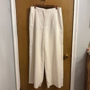 Lined, winter white, wide leg dress pant